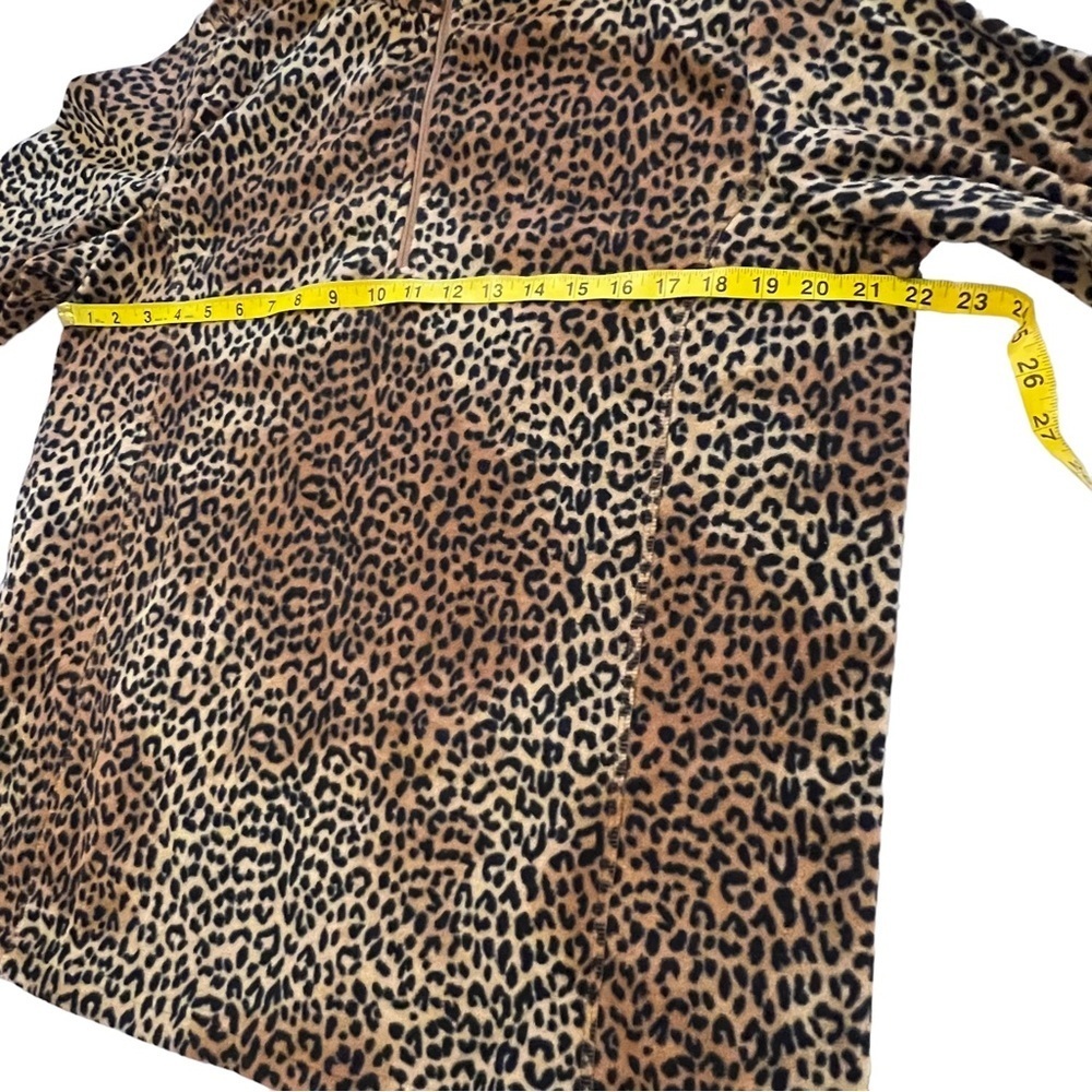 NEW Lands End Quarter Zip Printed Fleece Pullover Sweater Jacket L Animal Print - Picture 9 of 14